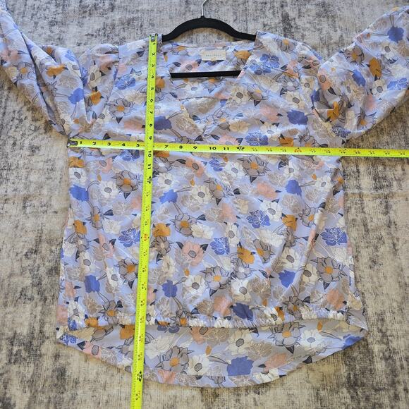 Melloday Top Women Small Floral Long Sleeve Smocked Cottage Coquette Career Boho - Picture 6 of 11